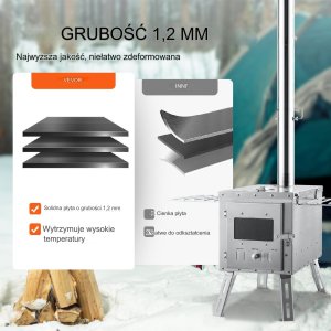 Vevor Kuchenka piec kempingowy grzejny do namiotu opalany drewnem komin 217 cm 4