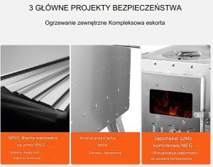 Vevor Kuchenka piec kempingowy grzejny do namiotu opalany drewnem komin 217 cm 5
