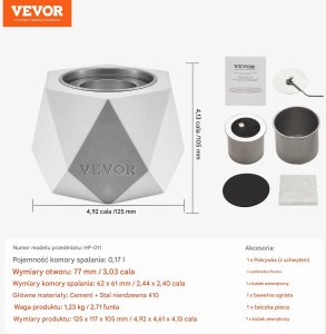 Biokominek kominek wolnostojący na taras stół ogrodowy stojący beton 12cm 3