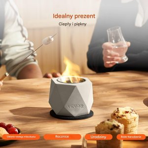 Biokominek kominek wolnostojący na taras stół ogrodowy stojący beton 12cm 4