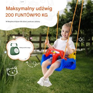 Huśtawka kubełkowa dla dzieci plastikowa domowa ogrodowa z pasami 2