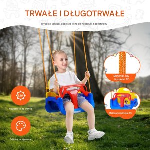 Huśtawka kubełkowa dla dzieci plastikowa domowa ogrodowa z pasami 3