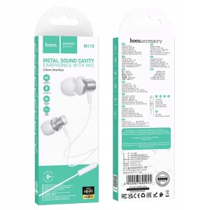 Słuchawki Hoco Słuchawki przewodowe douszne Jack 3,5 mm M110 srebrne 4