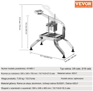 Krajalnica do warzyw ręczna stalowa do ziemniaków cebuli frytek 5