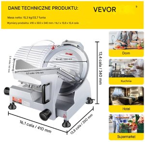 KRAJALNICA GASTRONOMICZNA DO MIĘSA SERA 254 mm plaster 0-12 mm 4