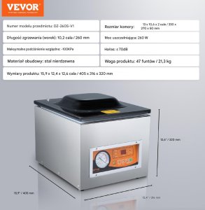 Pakowarka próżniowa komorowa 260W 26 cm 6