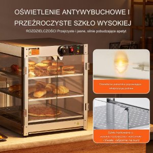 Witryna grzewcza pogrzewacz do żywności 3-poziomy 800W 4