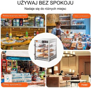 Witryna grzewcza pogrzewacz do żywności 3-poziomy 800W 5