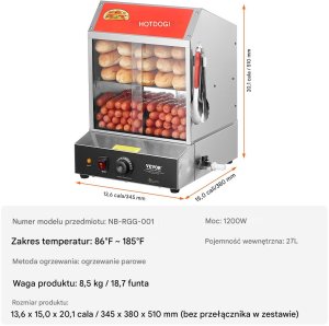 Podgrzewacz witryna grzewcza do Hot Dogów parówek bułek 27 L 7