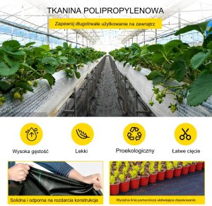 Gruba agrowłóknina antychwastowa agrotkanina 91,4x1,83 m czarna 2