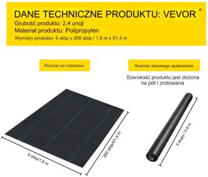 Gruba agrowłóknina antychwastowa agrotkanina 91,4x1,83 m czarna 6