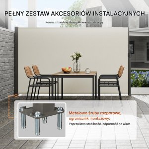 Markiza boczna parawan osłona na taras roleta przeciwsłoneczna 180 x 350 cm 3