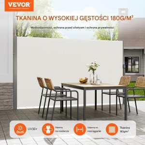 Markiza boczna parawan osłona na taras roleta przeciwsłoneczna 180 x 350 cm 7