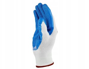 Rękawice ochronne poliestrowe r. 11 /latex biało-niebieskie/ (12/240) 4