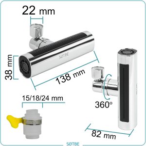 Przedłużka do baterii kuchennej kranu obrotowa perlator 4 funkcje SOTBE 5