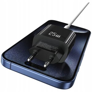 Ładowarka sieciowa 25W 1xUSB-C 1xUSB-A Fast Charging Czarna 5