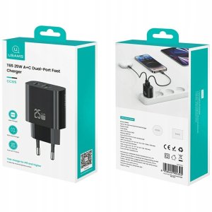 Ładowarka sieciowa 25W 1xUSB-C 1xUSB-A Fast Charging Czarna 9