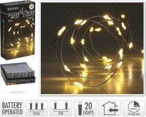 ŁAŃCUCH LED 20L CIEPŁY BIAŁY WEWNĘTRZNE95CM TIMER NA BATERIE 2