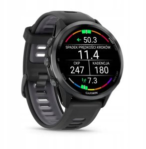 Garmin Forerunner® 970 Carbon Grey DLC Titanium with Black Case and Black/Translucent Whitestone Band 6