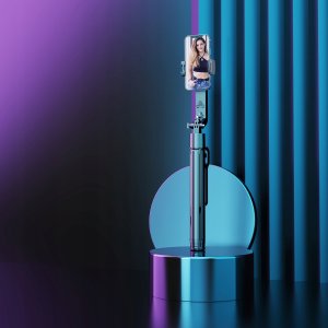 Selfie stick Wozinsky WST-360YS z funkcją statywu z automatycznym śledzeniem twarzy 360° AI sterowanie gestami - czarny 3