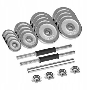 Hantle żeliwne chromowane regulowane w walizce z gryfem, zestaw 30kg REBEL ACTIVE 3