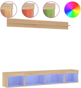 vidaXL 5-częściowy zestaw mebli TV z LED, dąb sonoma 2