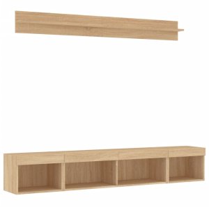 vidaXL 5-częściowy zestaw mebli TV z LED, dąb sonoma 3