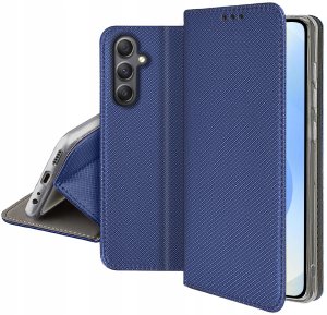 krainaGSM Etui z klapką do Samsung S25 Zamykane Granatowe Futerał + Szkło 9H 5