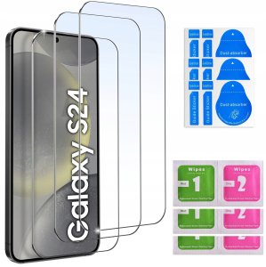 ZESTAW Etui do Samsung S24 Matowe Czarne Silikon Slim +3 SZTUKI SZKŁO 4
