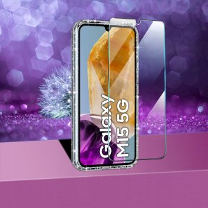 Etui do Samsung Galaxy M15 5G SILIKONOWE BROKATOWE CASE + SZKŁO 2