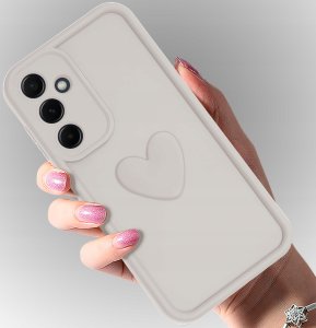 krainaGSM Etui do Samsung M15 5G silikonowe MATOWE serce + Szkło ochronne na ekran 9H 5