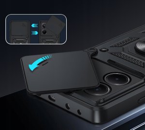 krainaGSM Etui do Xiaomi Redmi Note 14 4G PANCERNE SLIDE RING CASE + SZKŁO 9H 2