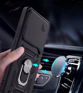 krainaGSM Etui do Xiaomi Redmi Note 14 4G PANCERNE SLIDE RING CASE + SZKŁO 9H 4