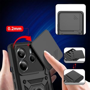 krainaGSM Etui do Xiaomi Redmi Note 14 4G PANCERNE SLIDE RING CASE + SZKŁO 9H 6