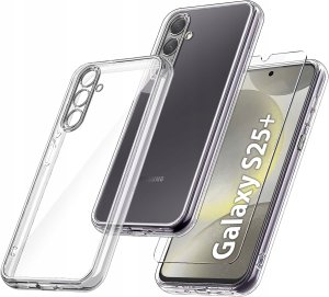 Etui do Samsung S25+ Plus WZMACNIANE SILIKONOWE PRZEZROCZYSTE + Szkło 9H 15