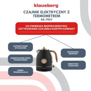 CZAJNIK ELEKTRYCZNY 1,7L Z TERMOMETREM KLAUSBERG KB-7907 RETRO 10