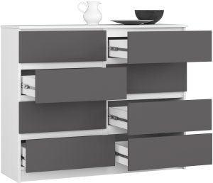 Komoda NORE K120 8, balta/tamsiai pilka 3