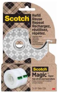 Dyspenser taśmy SCOTCH, ze stali nierdzewnej + 2x taśma Magic™ 19mm x 13,9m, srebrny 2