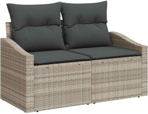 vidaXL Zestaw do jadalni w ogrodzie z poduszką 7 pcs Jasnoszary 4