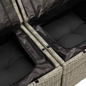 vidaXL Zestaw do jadalni w ogrodzie z poduszką 7 pcs Jasnoszary 8