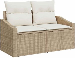 vidaXL Zestaw do jadalni w ogrodzie z poduszką 7 pcs Beż, Kremowy (3355540) 4