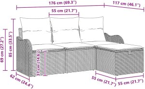 vidaXL Zestaw Sof na Ogród 4 pcs beżowo-kremowy 176 x 117 x 85 cm 9