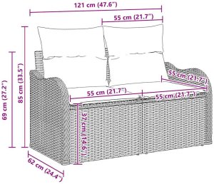 vidaXL Zestaw Sof na Ogród 4 pcs beżowo-kremowy 176 x 117 x 85 cm 10