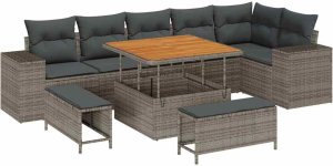 vidaXL Zestaw Sof na Ogród z poduszką 9 pcs Szary 100 x 100 x 71 cm 2