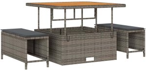 vidaXL Zestaw Sof na Ogród z poduszką 9 pcs Szary 100 x 100 x 71 cm 4