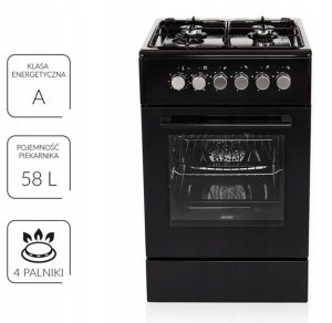 Kuchnia gazowo-elektryczna MPM-56-KGM-12B Czarna 2