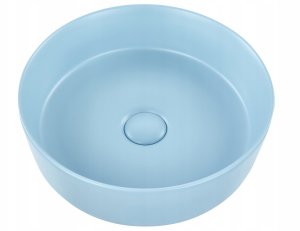 Umywalka nablatowa ceramiczna ⌀ 37 cm niebieska GUDAR 4