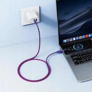 Kabel USB Hoco USB-C - USB-C 1 m Fioletowy 3