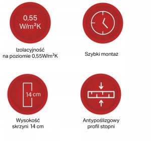 Schody strychowe wyłaz na strych EXTREME 76mm 112x60 0,55 W/m2K H275 cm 6