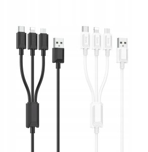 Kabel USB Hoco USB-A - USB-C + microUSB + Lightning 1 m Czarny 4